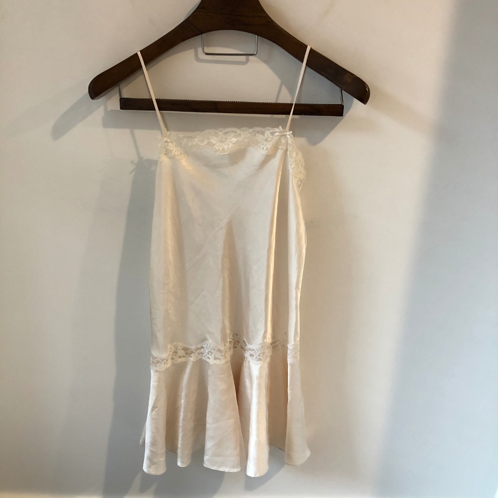VINTAGE SATIN LACE SLIP DRESS CREAM - Picture 2 of 4